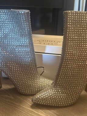 Steve Madden Gold Rhinestone Ankle Boots